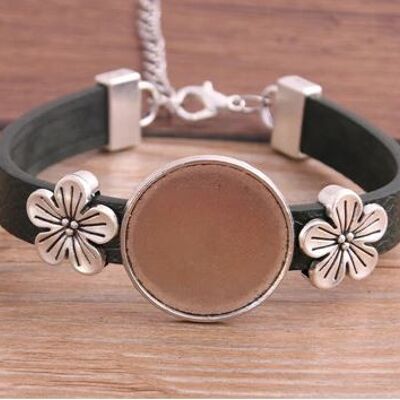Bracelet with flowers - different colors - Green , sku686