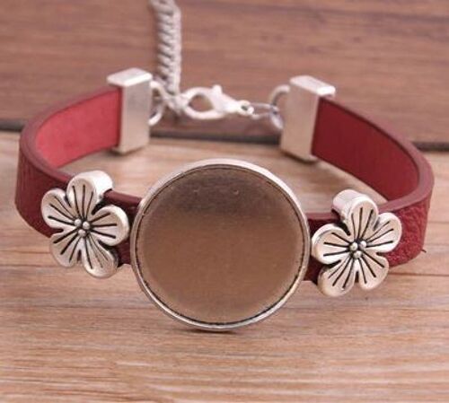 Bracelet with flowers - different colors - Red , sku687