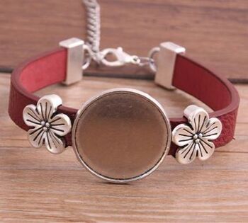 Bracelet avec fleurs - différentes couleurs - Rouge , sku687