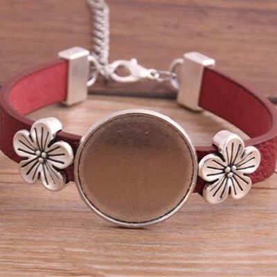 Bracelet with flowers - different colors - Red , sku687