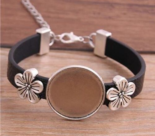 Bracelet with flowers - different colors - Black , sku688