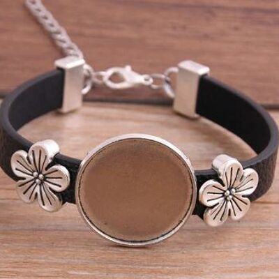 Bracelet with flowers - different colors - Black , sku688