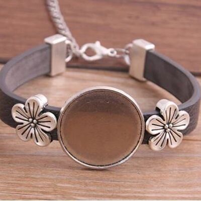 Bracelet with flowers - different colors - Grey , sku689