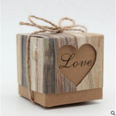 Kraft paper gift box with hemp rope , CON-WH0021-C01