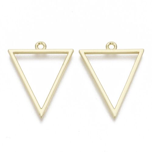 Open Back Bezel Big Pendants, Triangle, Light Gold , X-PALLOY-S132-007