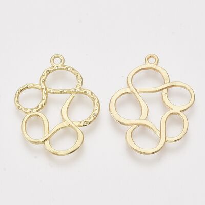 Open Back Bezel Pendant, Flower, Light Gold , X-PALLOY-S121-88