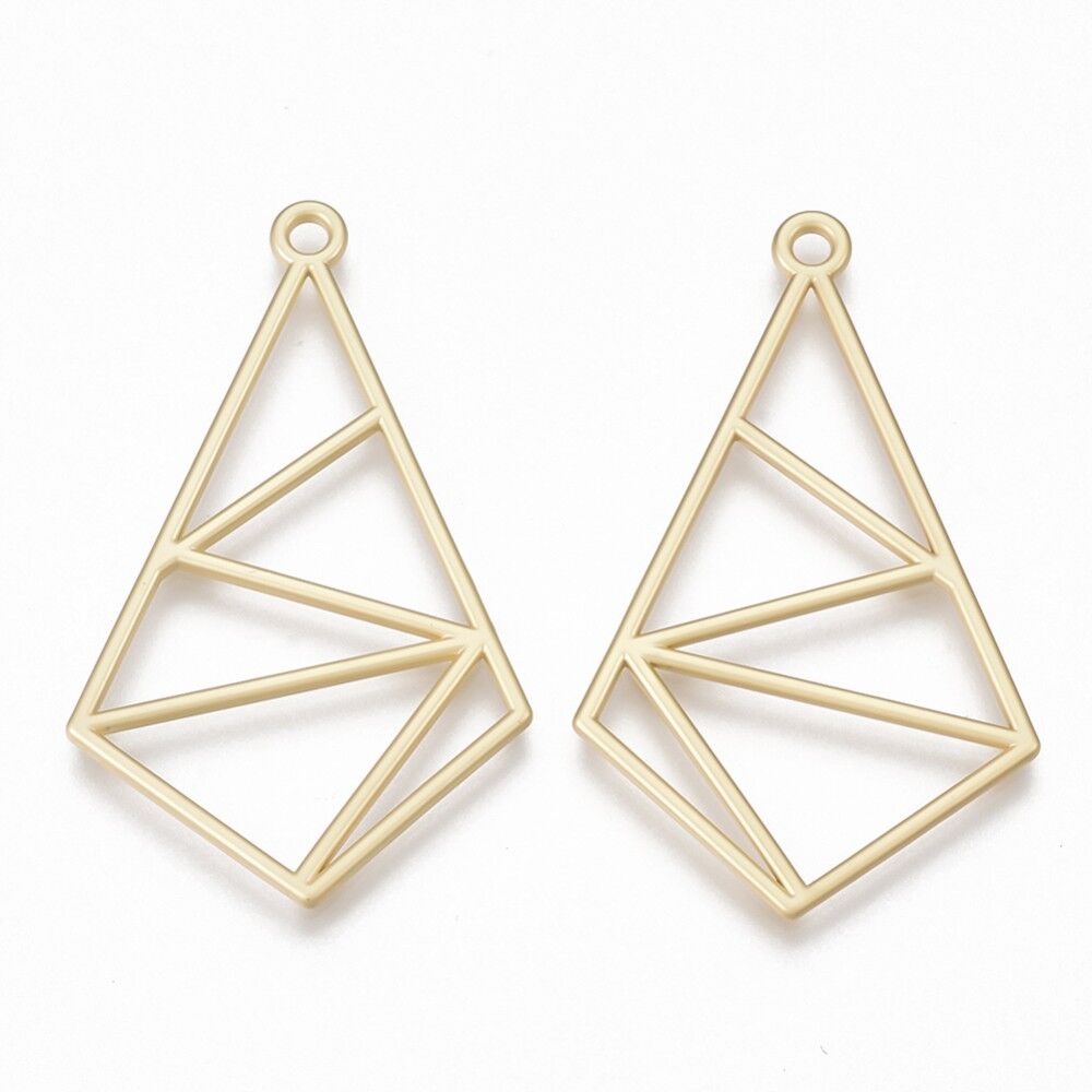 Colgante de bisel con espalda abierta, cuadrilátero, color dorado mate, X-PALLOY-S117-153