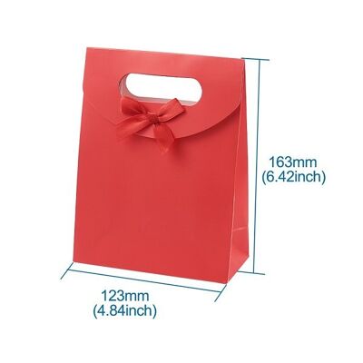 Sacs cadeaux en papier avec ruban Bowknot Design, sacs à poignée découpée, couleur mixte, CARB-TA0001-01