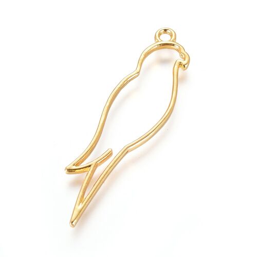 Open Back Bezel Pendant, Parrot, Gold , X-PALLOY-E564-01G