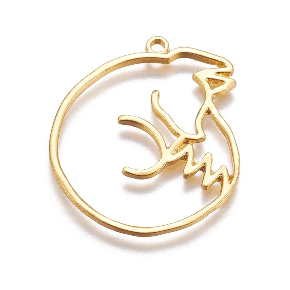 Colgante de bisel con espalda abierta, zorro, dorado, X-PALLOY-F246-07G