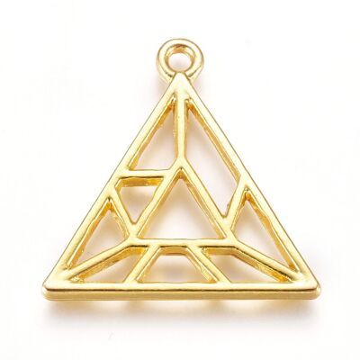 Open Back Bezel Pendant, Triangle, Golden , PALLOY-D199-04G