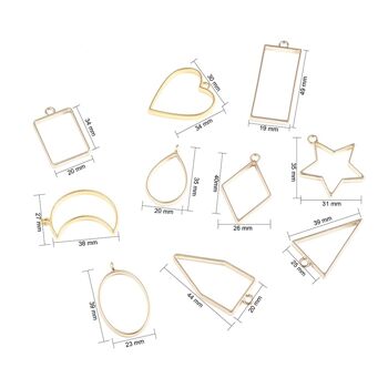 Pendentifs de lunette à dos ouvert en alliage de placage de rack, formes mixtes, 30 pièces / ensemble, PALLOY-YW0001-07-FF 2