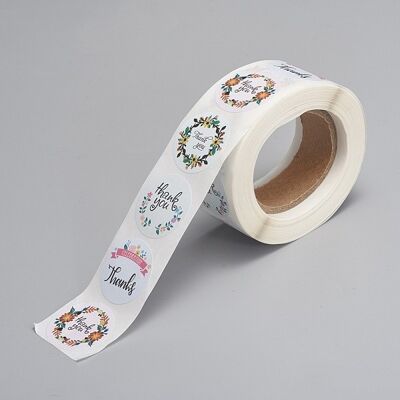 Etiqueta autoadhesiva de papel Kraft - Gracias - 500 uds./r, DIY-G013-A07