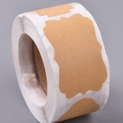 Etiqueta autoadhesiva de papel Kraft - forma de rectángulo - 300 piezas/rollo, DIY-WH0148-19