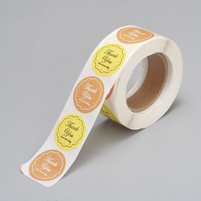 Self adhesive Kraft paper sticker - Thank you - 500 pcs/r , DIY-G013-A15