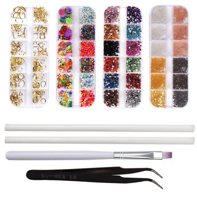 Sequins & Acrylic Rhinestone & Hollow Rivets & Steel Mirco Ball set , MRMJ-S040-011