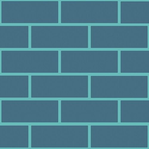 Petroleum & Aquamarine Brick Outline Wallpaper