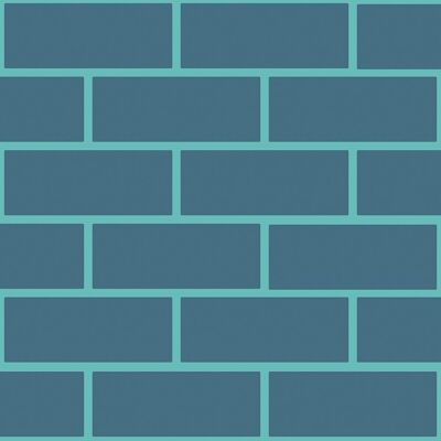 Petroleum & Aquamarine Brick Outline Wallpaper