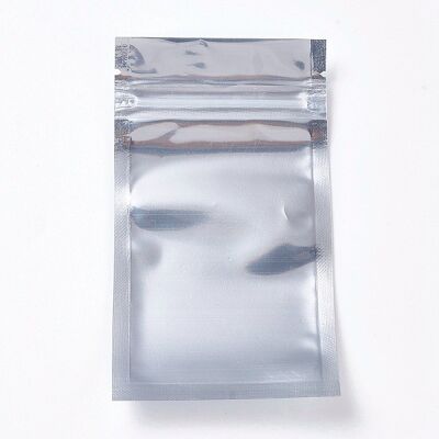 Translucent Hang Aluminum Foil Zip Lock Plastic Bags - silver , OPP-WH0004-02