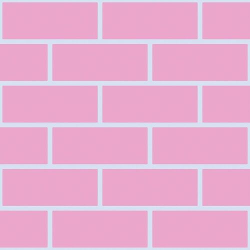 Pink & Light blue bricks Outline wallpaper