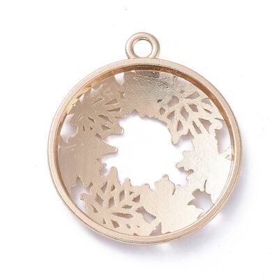 Zinc Alloy Open Back Bezel Pendant, Maple Leaf, Bronze , PALLOY-E577-24KCG