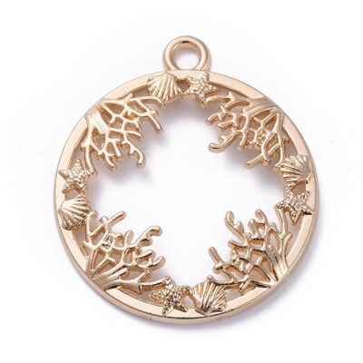 Zinc Alloy Open Back Bezel Pendant, Ocean Plants, Bronze , PALLOY-E577-20KCG