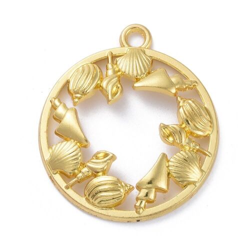 Zinc Alloy Open Back Bezel Pendant, Ocean Animals, Golden , PALLOY-E577-23G