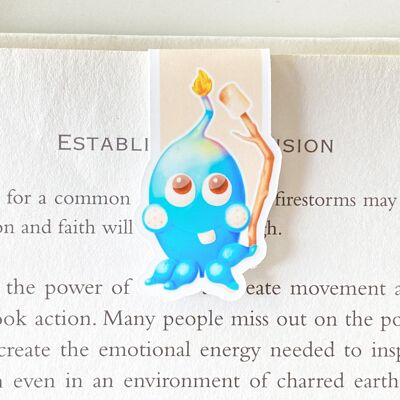 Ralph The Octopus Roasting Marshmallows Magnetic Bookmark | Cute Summer Stationery | Page Marker