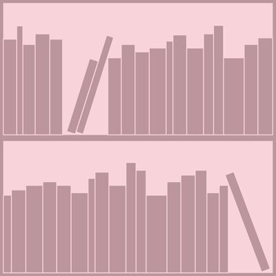 Tonal Pink outline bookshelf wallpaper