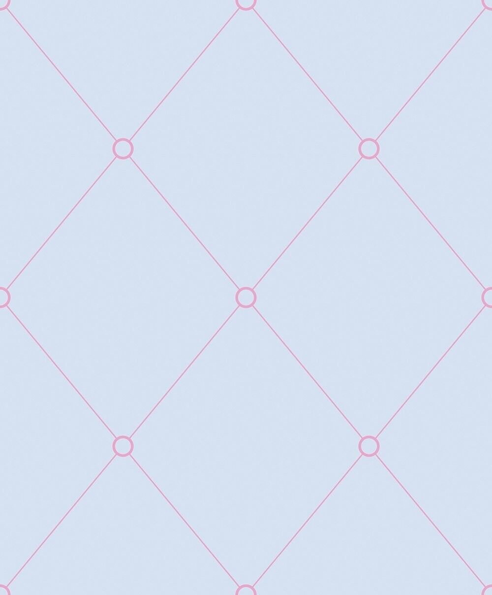 Papier Peint Contour Quilt Bleu Clair et Rose