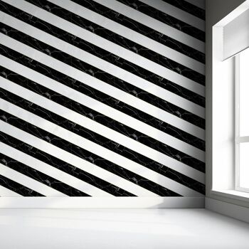 Papier Peint Diagonal Marble - Noir & Blanc 3