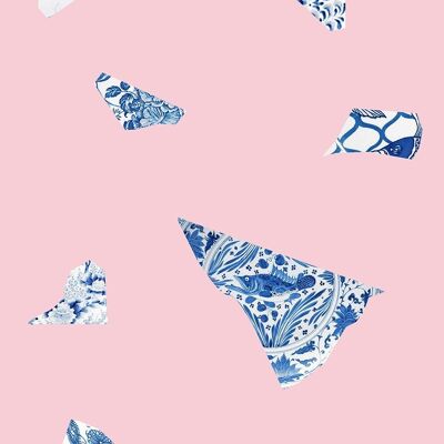 Pink & Blue Plate fragment wallpaper
