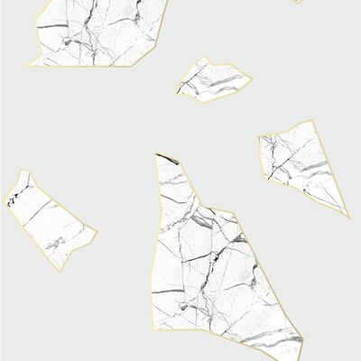 Papel pintado de fragmentos de mármol-Blanco