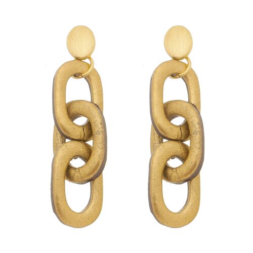 Ceramic Loops  Long Earring - Gold