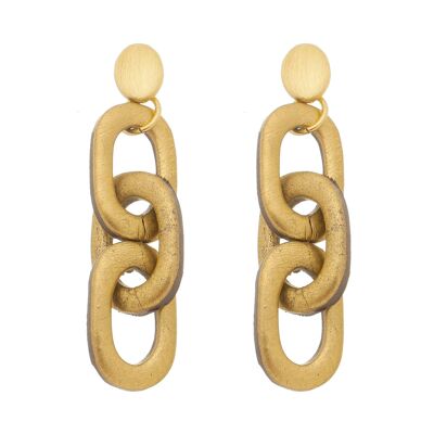 Ceramic Loops  Long Earring - Gold