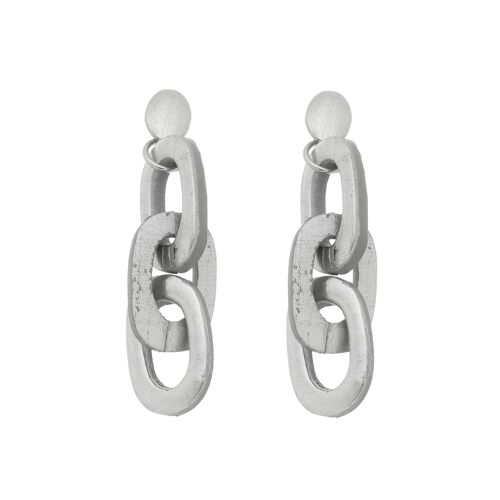Ceramic Loops  Long Earring - Silver