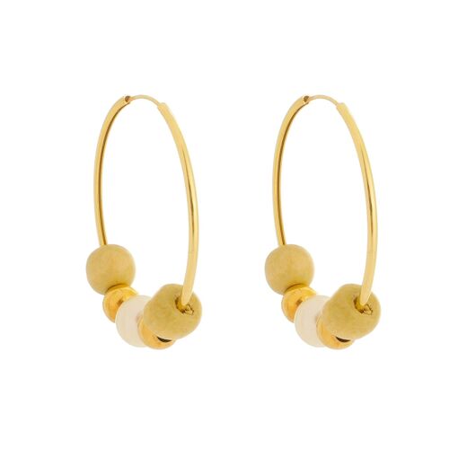 Pearl and Woad Loop Earring