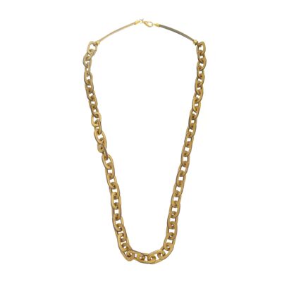 Ceramic Loops  Long Necklace - Gold