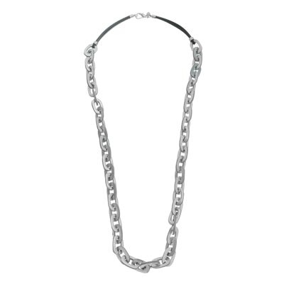 Lange Halskette mit Keramikschleifen - Silber