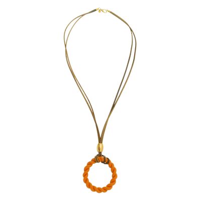 Collier Anneau Spirale - Orange