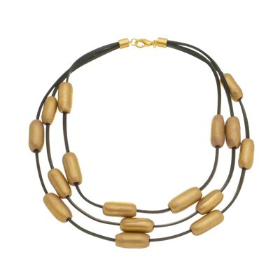Ceramic Tubes Short Necklace - Gold