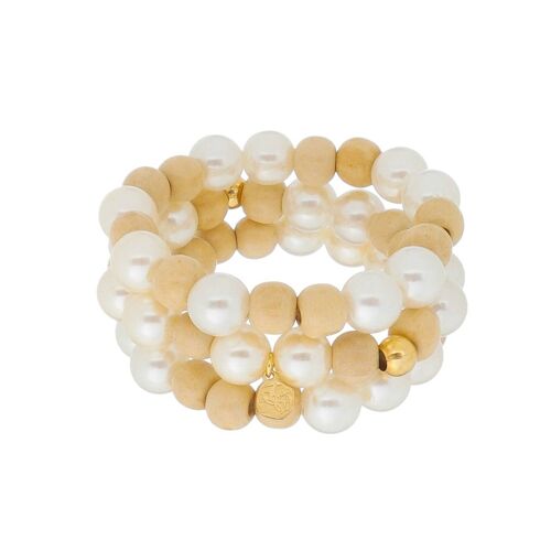 Pearl and Woad Triple Bracelet