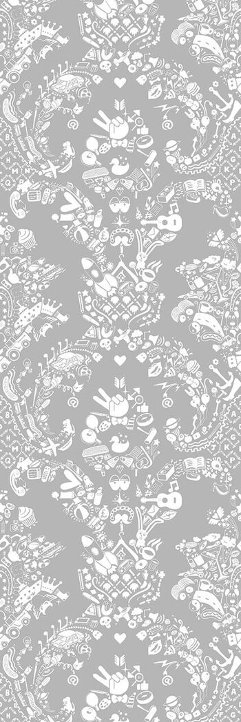 Papier peint New World Damask - Blanc et gris 2