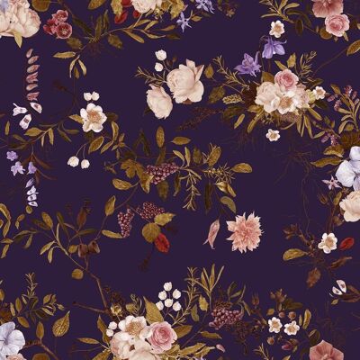 Wildflower Pattern Wallpaper- Purple & Pink