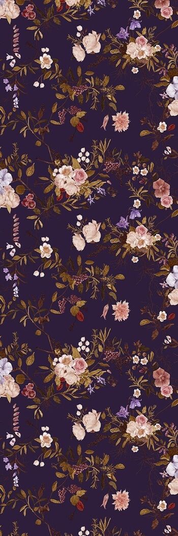 Papier Peint Motif Fleurs Sauvages - Violet & Rose 2