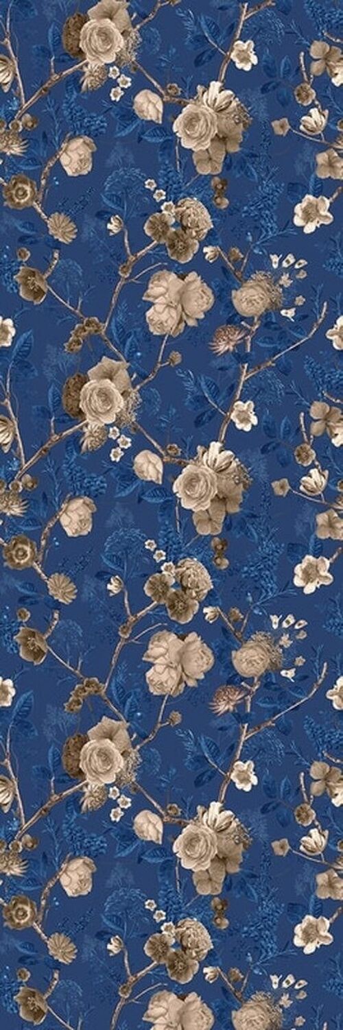 Floral Spring Wallpaper - Navy blue & sepia