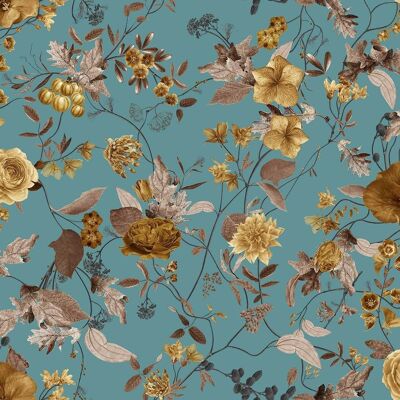 Meadow Pattern Flower Wallpaper - Aqua