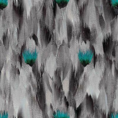 Natural Feathers Grey and Green Wallpaper