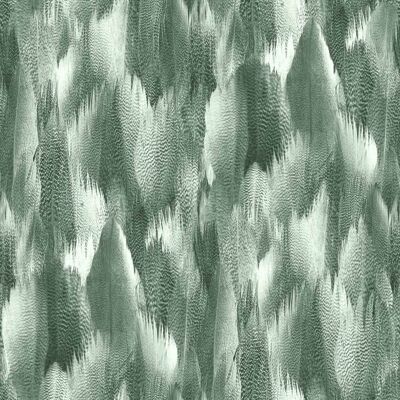 Natural Feathers Silver Green Wallpaper