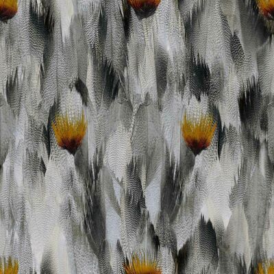 Natural Feathers Grey and Orange Wallpaper